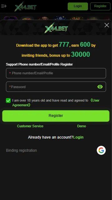 Login or Register on X44 Game